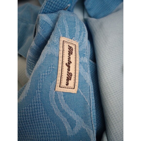 Montego Mon Blue Silk Embroidered Hawaiian Flowers Shirt Men's Sz S Short Sleeve - Picture 9 of 12